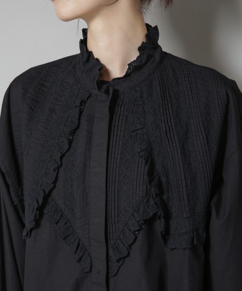 sara mallika(サラ マリカ)の「Sara mallika/COTTON PINTUCK LACE BLOUSE(シャツ/ブラウス・レディース・ホワイト/ブラック・FREE)」の20枚目の写真