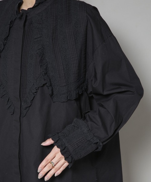 sara mallika(サラ マリカ)の「Sara mallika/COTTON PINTUCK LACE BLOUSE(シャツ/ブラウス・レディース・ホワイト/ブラック・FREE)」の21枚目の写真