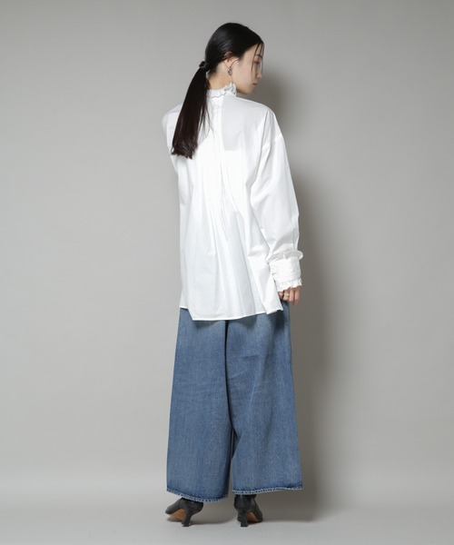 sara mallika(サラ マリカ)の「Sara mallika/COTTON PINTUCK LACE BLOUSE(シャツ/ブラウス・レディース・ホワイト/ブラック・FREE)」の8枚目の写真