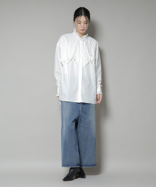 sara mallika(サラ マリカ)の「Sara mallika/COTTON PINTUCK LACE BLOUSE(シャツ/ブラウス・レディース・ホワイト/ブラック・FREE)」の9枚目の写真