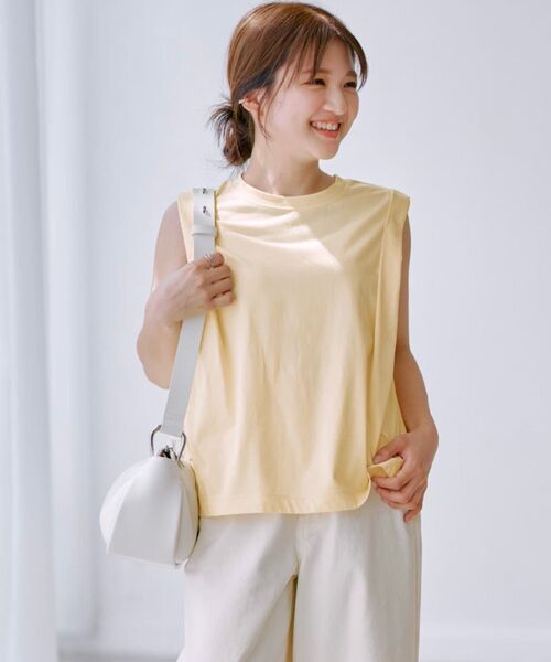 COHINA（コヒナ）の「ニュアンスタックノースリトップス 【低身長・小柄女性】（Tシャツ/カットソー・レディース・ホワイト/イエロー/グリーン・ONE SIZE）」の5枚目の写真
