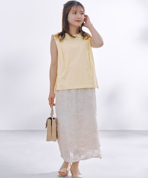 COHINA（コヒナ）の「ニュアンスタックノースリトップス 【低身長・小柄女性】（Tシャツ/カットソー・レディース・ホワイト/イエロー/グリーン・ONE SIZE）」の12枚目の写真
