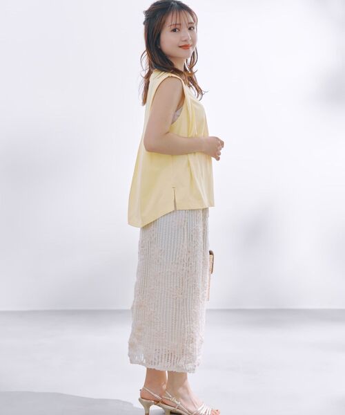 COHINA（コヒナ）の「ニュアンスタックノースリトップス 【低身長・小柄女性】（Tシャツ/カットソー・レディース・ホワイト/イエロー/グリーン・ONE SIZE）」の13枚目の写真