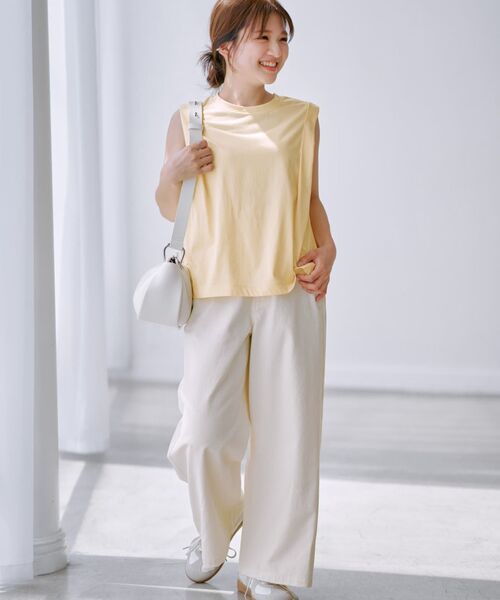 COHINA（コヒナ）の「ニュアンスタックノースリトップス 【低身長・小柄女性】（Tシャツ/カットソー・レディース・ホワイト/イエロー/グリーン・ONE SIZE）」の14枚目の写真