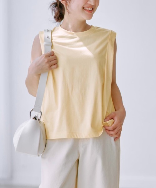 COHINA（コヒナ）の「ニュアンスタックノースリトップス 【低身長・小柄女性】（Tシャツ/カットソー・レディース・ホワイト/イエロー/グリーン・ONE SIZE）」の3枚目の写真