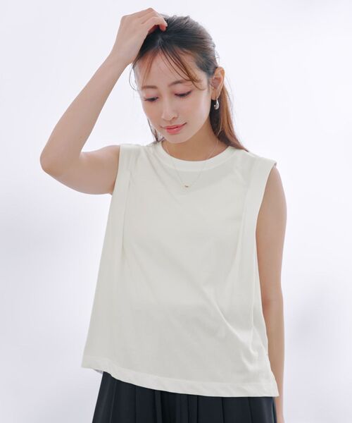 COHINA（コヒナ）の「ニュアンスタックノースリトップス 【低身長・小柄女性】（Tシャツ/カットソー・レディース・ホワイト/イエロー/グリーン・ONE SIZE）」の6枚目の写真