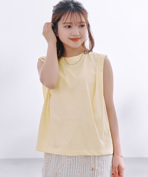 COHINA（コヒナ）の「ニュアンスタックノースリトップス 【低身長・小柄女性】（Tシャツ/カットソー・レディース・ホワイト/イエロー/グリーン・ONE SIZE）」の4枚目の写真