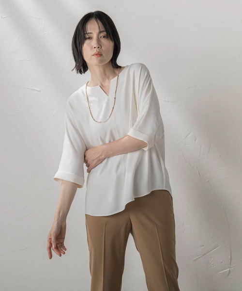 la.f…(ラエフ)の「バックサテンジョーゼットブラウス≪洗濯機で洗える≫(シャツ/ブラウス・レディース・ホワイト/ライトブルー/ブラック・9号)」の14枚目の写真