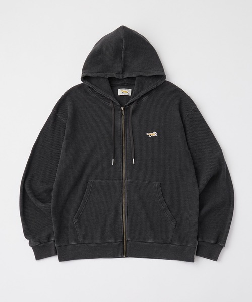 PENNEYS(ぺニーズ)の「PENNEYS/ペニーズ 別注 THE FOX ロゴ ワンポイント刺繍 ヴィンテージ加工 ヘビーワッフル オーバーサイズジップパーカー(パーカー・メンズ・ネイビー/ワイン/ブラック/グレー/ブラウン・L/M/S)」の6枚目の写真