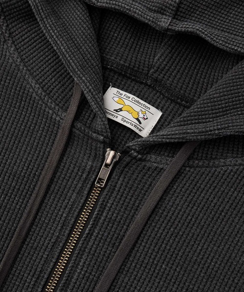 PENNEYS(ぺニーズ)の「PENNEYS/ペニーズ 別注 THE FOX ロゴ ワンポイント刺繍 ヴィンテージ加工 ヘビーワッフル オーバーサイズジップパーカー(パーカー・メンズ・ネイビー/ワイン/ブラック/グレー/ブラウン・L/M/S)」の9枚目の写真