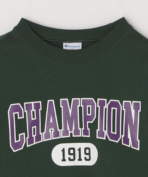 Champion: クルーネック カレッジライク ロゴ スウェット<KIDS 