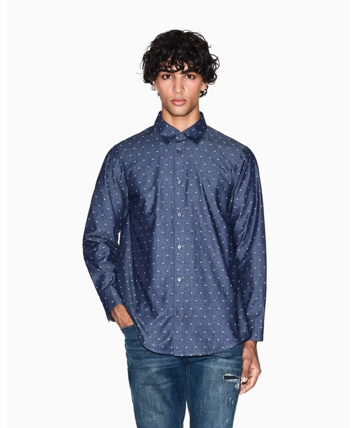 ARMANI EXCHANGE(アルマーニエクスチェンジ)の「【A|X アルマーニ エクスチェンジ】オールオーバーロゴ 長袖シャツ/REGULAR(シャツ/ブラウス・メンズ・インディゴブルー・X-LARGE/SMALL/MEDIUM/LARGE/X-SMALL)」の5枚目の写真