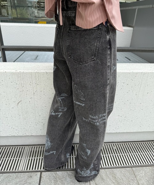 パンツ ameri PAINT MOTIF PRINT DENIM PANTS PAINT MOTIF PRINT DENIM PANTS