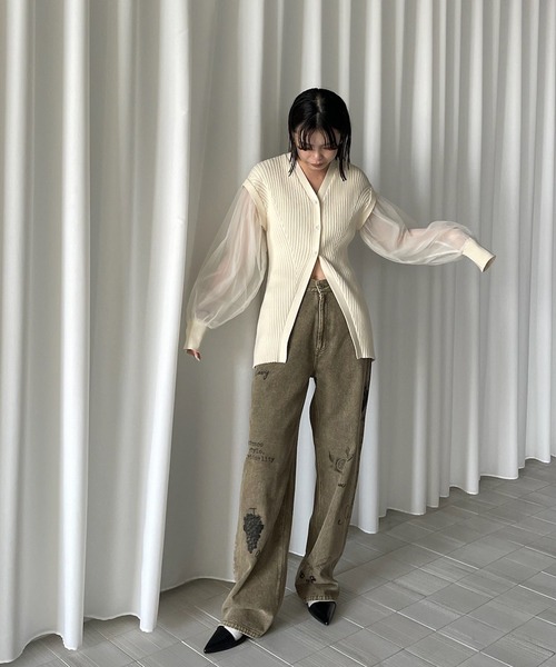 セール】PAINT MOTIF PRINT DENIM PANTS（デニムパンツ）｜Ameri