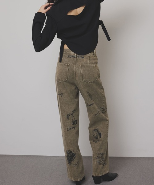 しずくPAINT MOTIF PRINT DENIM PANTS セール】PAINT MOTIF PRINT DENIM PANTS（デニムパンツ）｜Ameri