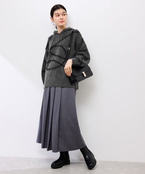 ROPE' PICNIC（ロペピクニック）の「コードリンキングニットフーディ（パーカー・レディース・チャコールグレー/ベージュ・FREE）」の3枚目の写真