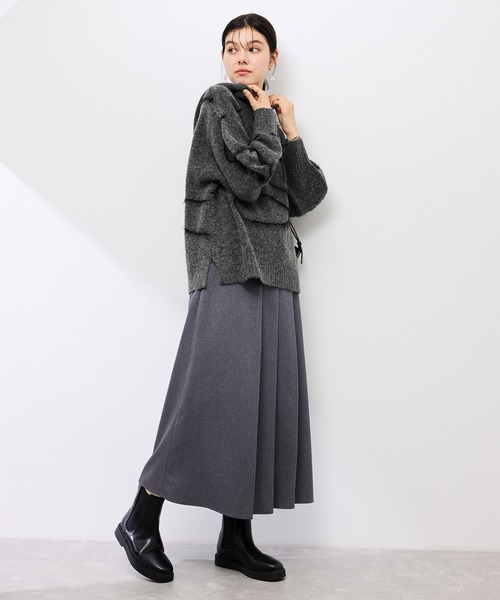 ROPE' PICNIC（ロペピクニック）の「コードリンキングニットフーディ（パーカー・レディース・チャコールグレー/ベージュ・FREE）」の4枚目の写真