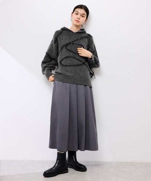 ROPE' PICNIC（ロペピクニック）の「コードリンキングニットフーディ（パーカー・レディース・チャコールグレー/ベージュ・FREE）」の5枚目の写真