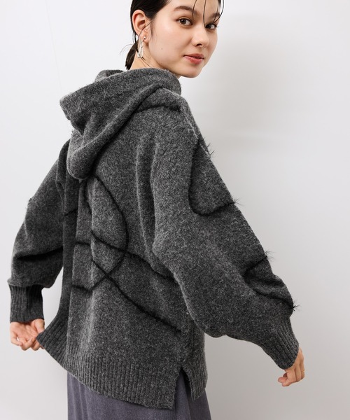 ROPE' PICNIC（ロペピクニック）の「コードリンキングニットフーディ（パーカー・レディース・チャコールグレー/ベージュ・FREE）」の8枚目の写真