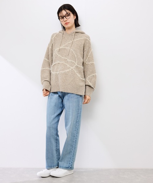 ROPE' PICNIC（ロペピクニック）の「コードリンキングニットフーディ（パーカー・レディース・チャコールグレー/ベージュ・FREE）」の9枚目の写真