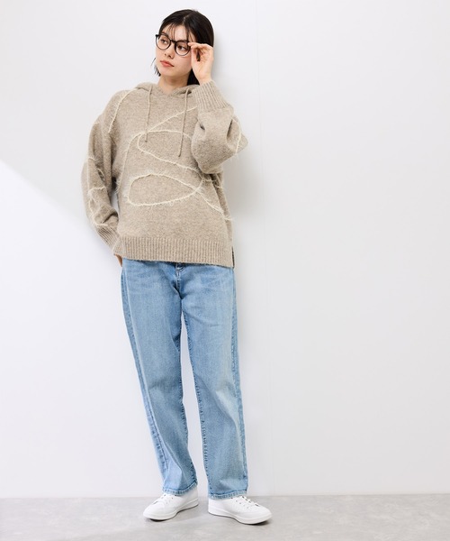 ROPE' PICNIC（ロペピクニック）の「コードリンキングニットフーディ（パーカー・レディース・チャコールグレー/ベージュ・FREE）」の10枚目の写真