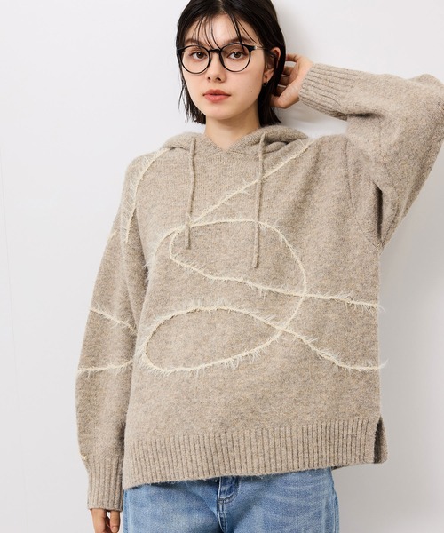 ROPE' PICNIC（ロペピクニック）の「コードリンキングニットフーディ（パーカー・レディース・チャコールグレー/ベージュ・FREE）」の13枚目の写真