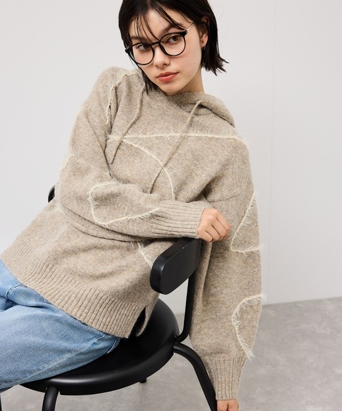 ROPE' PICNIC（ロペピクニック）の「コードリンキングニットフーディ（パーカー・レディース・チャコールグレー/ベージュ・FREE）」の17枚目の写真