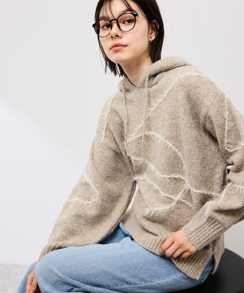 ROPE' PICNIC（ロペピクニック）の「コードリンキングニットフーディ（パーカー・レディース・チャコールグレー/ベージュ・FREE）」の18枚目の写真