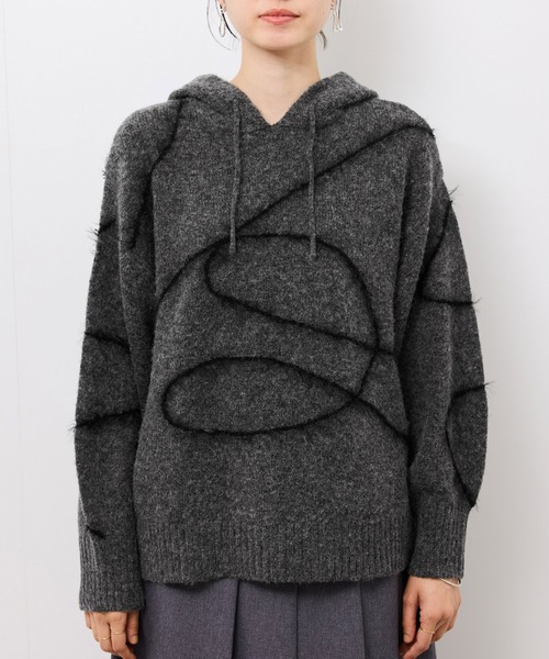 ROPE' PICNIC（ロペピクニック）の「コードリンキングニットフーディ（パーカー・レディース・チャコールグレー/ベージュ・FREE）」の19枚目の写真