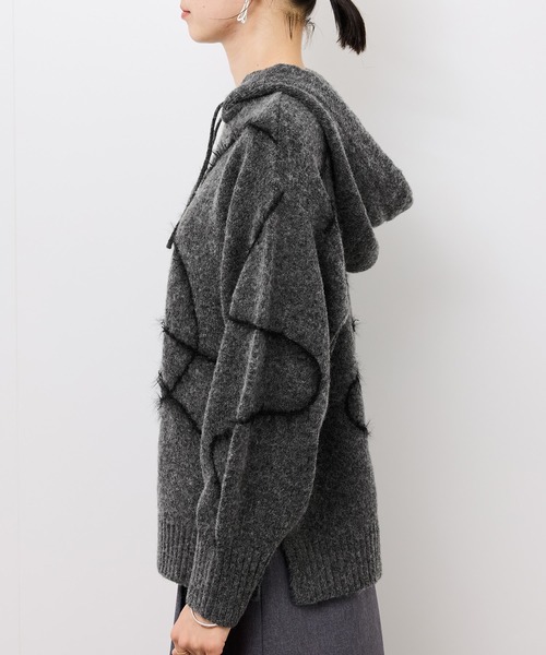 ROPE' PICNIC（ロペピクニック）の「コードリンキングニットフーディ（パーカー・レディース・チャコールグレー/ベージュ・FREE）」の20枚目の写真