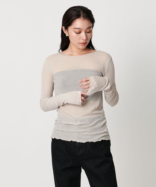 MARW UNITED ARROWS（マルゥ ユナイテッドアローズ）の「＜MARW UNITED ARROWS＞サイドギャザー シアー カットソー（Tシャツ/カットソー・レディース・ダークブラウン/ブラック/ナチュラル・FREE）」の21枚目の写真