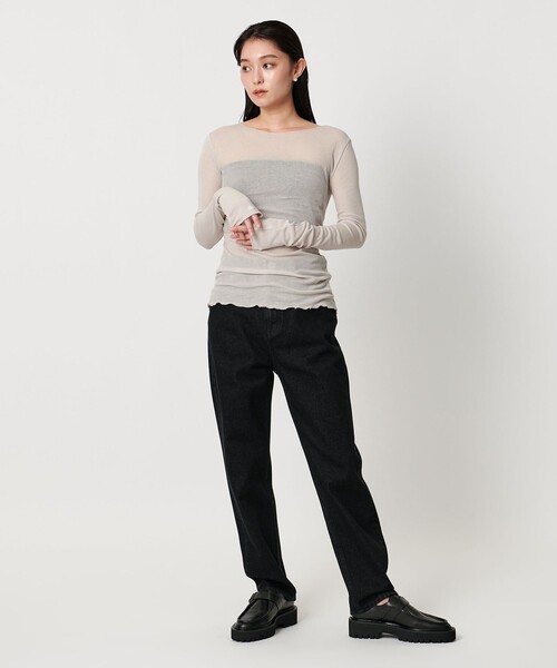 MARW UNITED ARROWS（マルゥ ユナイテッドアローズ）の「＜MARW UNITED ARROWS＞サイドギャザー シアー カットソー（Tシャツ/カットソー・レディース・ダークブラウン/ブラック/ナチュラル・FREE）」の20枚目の写真