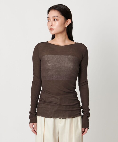 MARW UNITED ARROWS（マルゥ ユナイテッドアローズ）の「＜MARW UNITED ARROWS＞サイドギャザー シアー カットソー（Tシャツ/カットソー・レディース・ダークブラウン/ブラック/ナチュラル・FREE）」の19枚目の写真