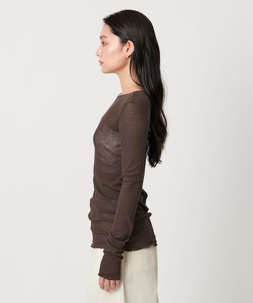 MARW UNITED ARROWS（マルゥ ユナイテッドアローズ）の「＜MARW UNITED ARROWS＞サイドギャザー シアー カットソー（Tシャツ/カットソー・レディース・ダークブラウン/ブラック/ナチュラル・FREE）」の18枚目の写真