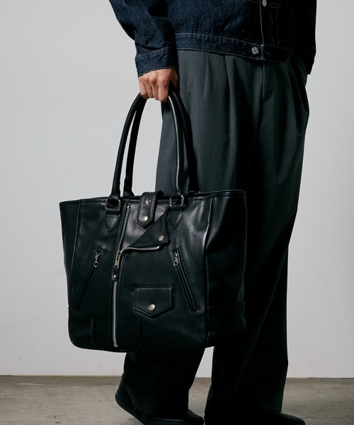 schott(ショット)の「Schott/ショット RIDERS TOTE BAG トートバッグ(トートバッグ・メンズ・ブラック・FREE)」の2枚目の写真