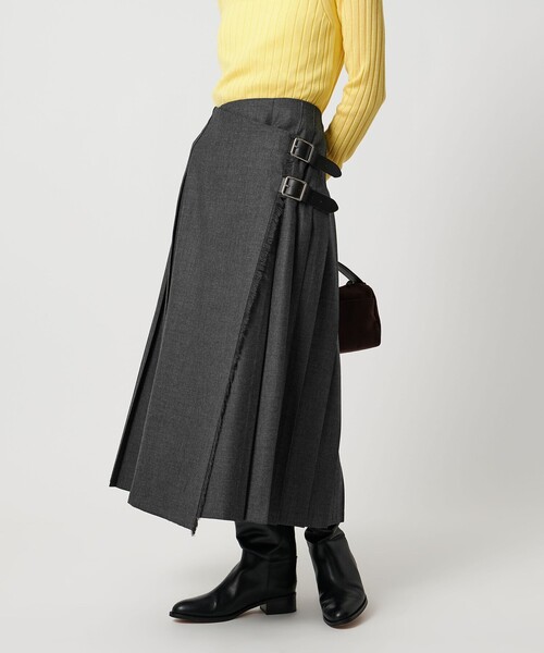 新品　オニールオブダブリン　ユナイテッドアローズ別注　プリーツロングスカート 別注】＜O'NEIL of DUBLIN＞プリーツ ロング スカート グレー