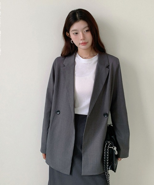 by LEGNA（バイレグナ）の「テーラードジャケット（テーラードジャケット・レディース・グレー/ブラック/グレイッシュベージュ・MEDIUM/LARGE）」の2枚目の写真