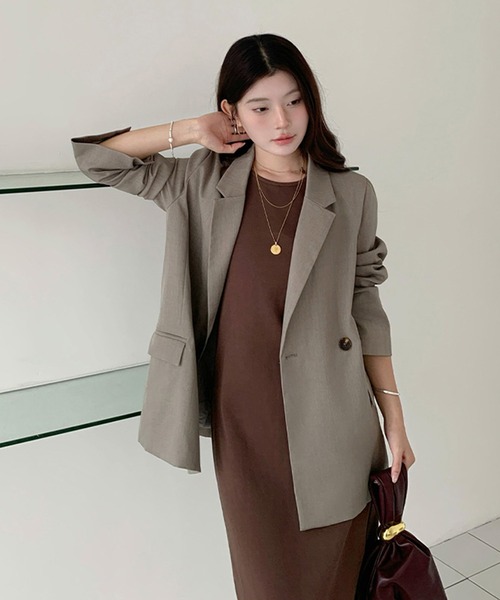 by LEGNA（バイレグナ）の「テーラードジャケット（テーラードジャケット・レディース・グレー/ブラック/グレイッシュベージュ・MEDIUM/LARGE）」の3枚目の写真