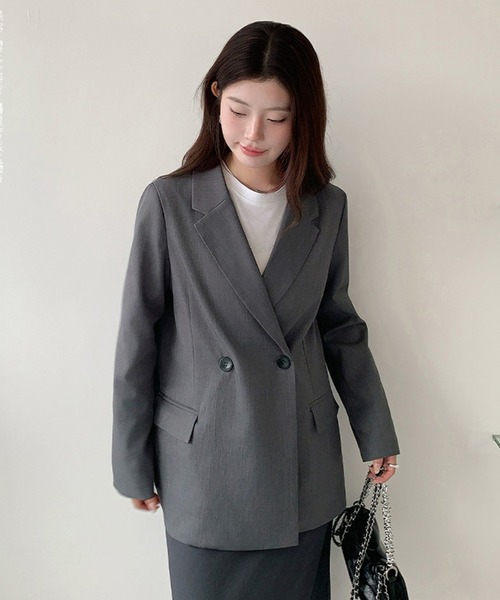 by LEGNA（バイレグナ）の「テーラードジャケット（テーラードジャケット・レディース・グレー/ブラック/グレイッシュベージュ・MEDIUM/LARGE）」の6枚目の写真