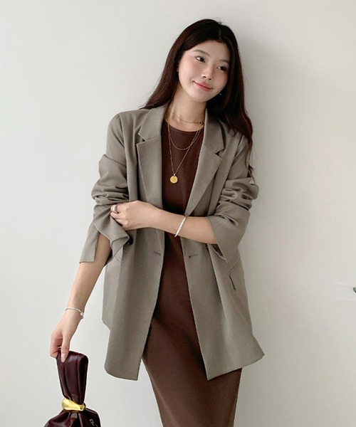 by LEGNA（バイレグナ）の「テーラードジャケット（テーラードジャケット・レディース・グレー/ブラック/グレイッシュベージュ・MEDIUM/LARGE）」の4枚目の写真