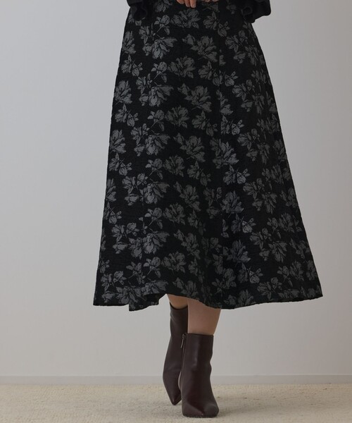 セール】ラメフラワージャガードフレアスカート（スカート）｜GRACE