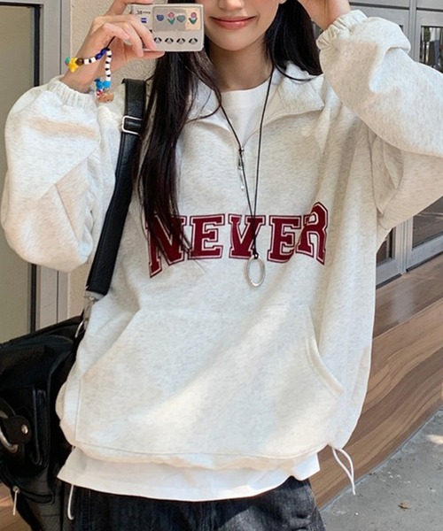 SpRay(スプレイ)の「NEVERハーフジップスウェット(スウェット・レディース・ホワイト/ブラック/オートミール/ネイビー・FREE)」の3枚目の写真