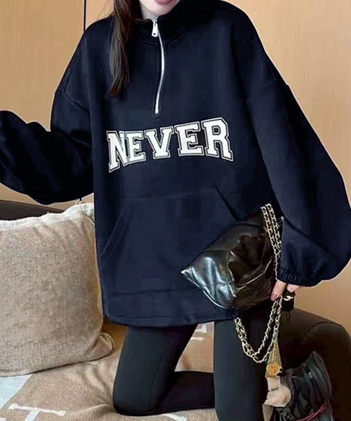 SpRay(スプレイ)の「NEVERハーフジップスウェット(スウェット・レディース・ホワイト/ブラック/オートミール/ネイビー・FREE)」の4枚目の写真