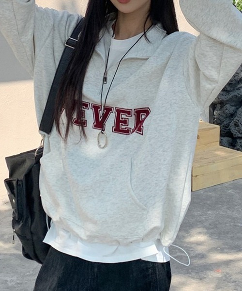 SpRay(スプレイ)の「NEVERハーフジップスウェット(スウェット・レディース・ホワイト/ブラック/オートミール/ネイビー・FREE)」の6枚目の写真