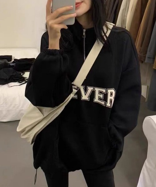 SpRay(スプレイ)の「NEVERハーフジップスウェット(スウェット・レディース・ホワイト/ブラック/オートミール/ネイビー・FREE)」の18枚目の写真