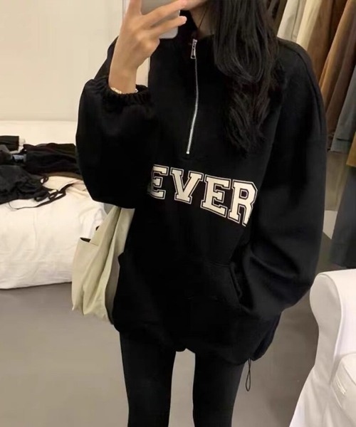SpRay(スプレイ)の「NEVERハーフジップスウェット(スウェット・レディース・ホワイト/ブラック/オートミール/ネイビー・FREE)」の20枚目の写真