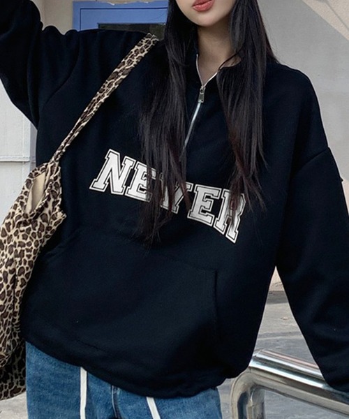 SpRay(スプレイ)の「NEVERハーフジップスウェット(スウェット・レディース・ホワイト/ブラック/オートミール/ネイビー・FREE)」の21枚目の写真