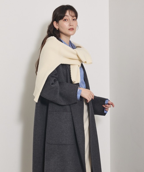 qualite（カリテ）の「【毛玉になりにくい】ダブルフェイスチェスターコート/秋服/冬服/オフィスカジュアル/ガウンコート（チェスターコート・レディース・チャコールグレー/ライトベージュ・36/38）」の22枚目の写真
