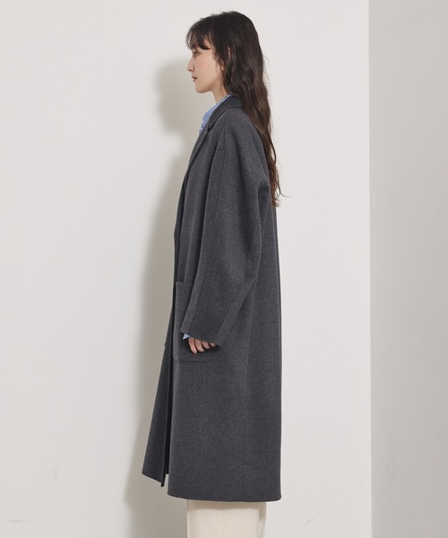 qualite（カリテ）の「【毛玉になりにくい】ダブルフェイスチェスターコート/秋服/冬服/オフィスカジュアル/ガウンコート（チェスターコート・レディース・チャコールグレー/ライトベージュ・36/38）」の13枚目の写真