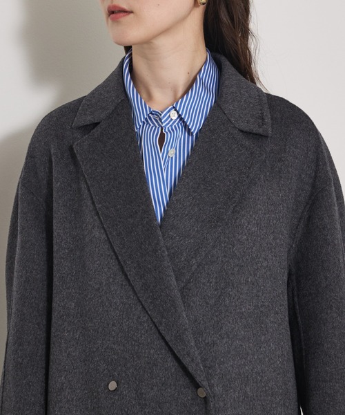 qualite（カリテ）の「【毛玉になりにくい】ダブルフェイスチェスターコート/秋服/冬服/オフィスカジュアル/ガウンコート（チェスターコート・レディース・チャコールグレー/ライトベージュ・36/38）」の11枚目の写真